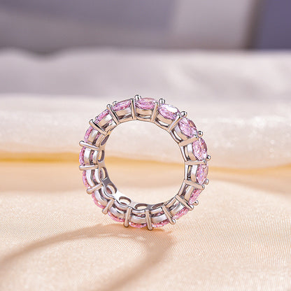 925 Silver White Gold Plated 8.5ct Pink Sapphire Wedding Ring