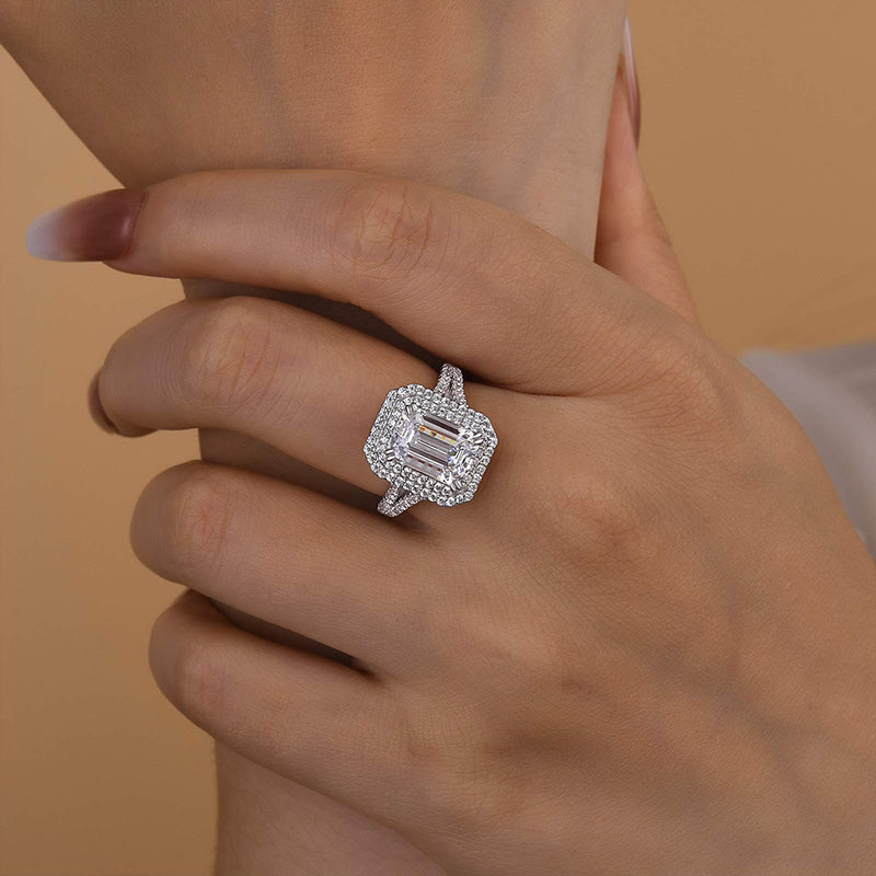 Timeless Emerald Cut Diamond Halo Ring