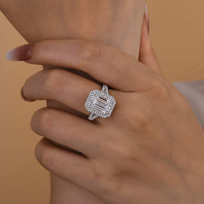 Timeless Emerald Cut Diamond Halo Ring