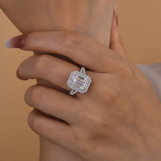 Timeless Emerald Cut Diamond Halo Ring