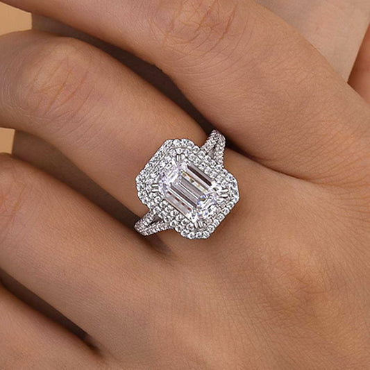 Timeless Emerald Cut Diamond Halo Ring