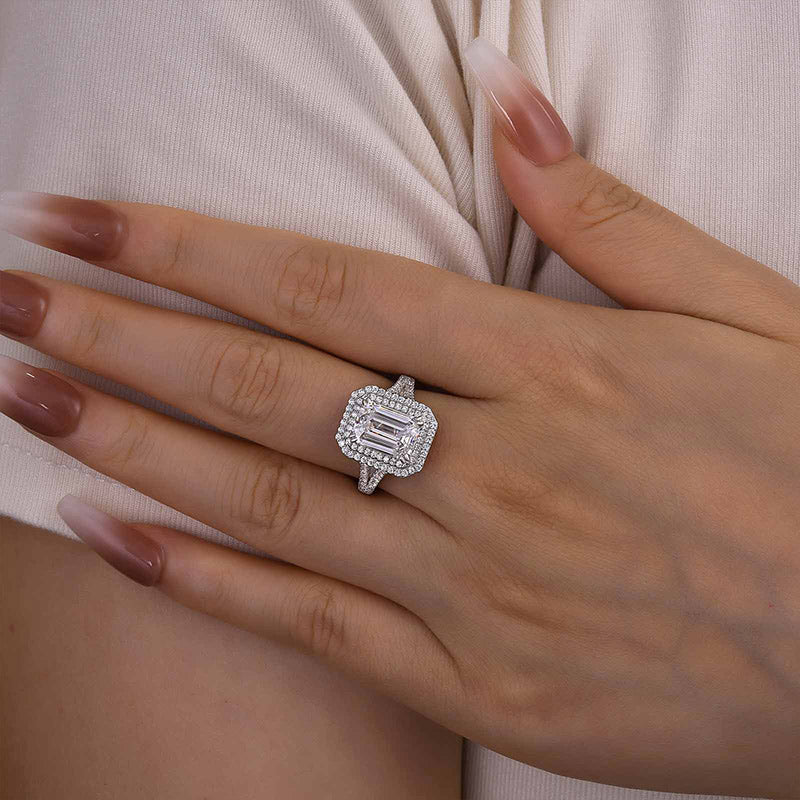 Timeless Emerald Cut Diamond Halo Ring