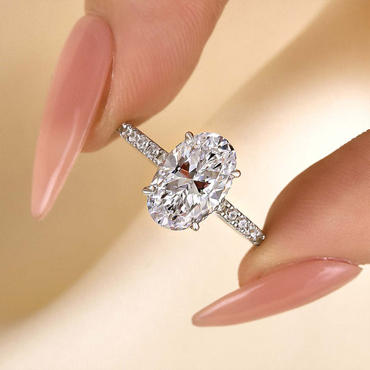 2.5ct Oval Cut Simulated Diamond Ring in 925 Silver & 18K Gold