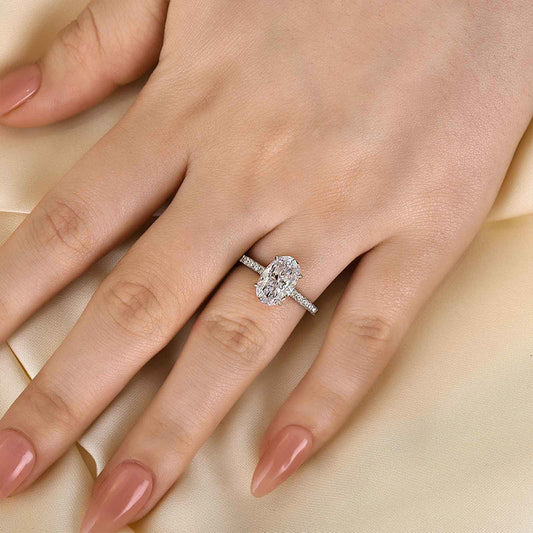 2.5ct Oval Cut Simulated Diamond Ring in 925 Silver & 18K Gold