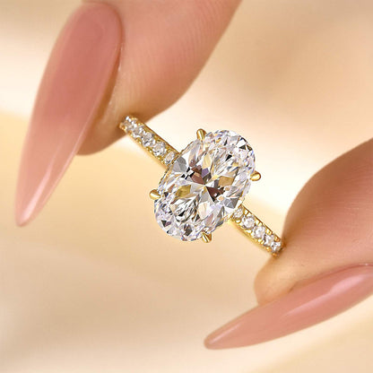 2.5ct Oval Cut Simulated Diamond Ring in 925 Silver & 18K Gold