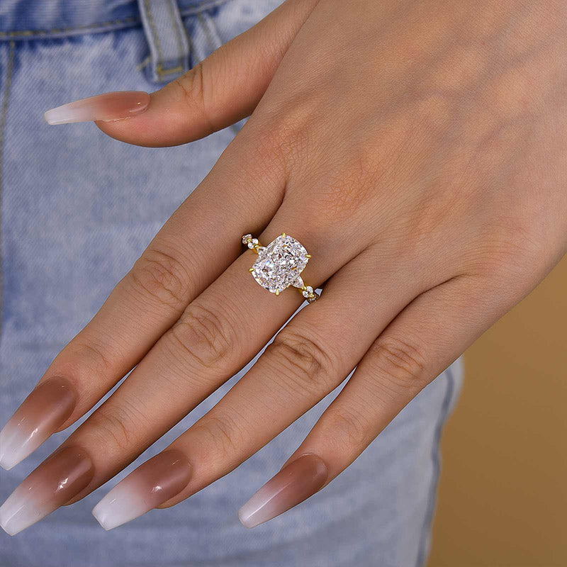 5.0 Carat Crushed Ice Cushion Cut Diamond Ring