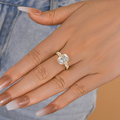 4.5 Carat Cushion Cut Three Stone Diamond Ring