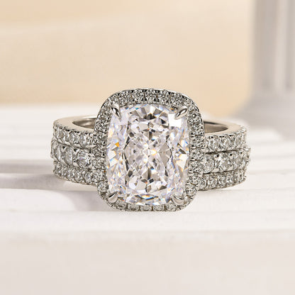 Elegant 925 Silver 18K White Gold Plated Simulated Diamond Bridal Set
