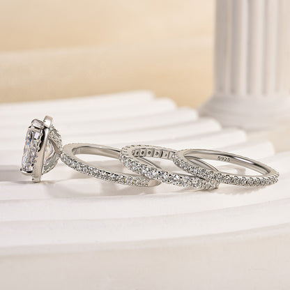 Elegant 925 Silver 18K White Gold Plated Simulated Diamond Bridal Set