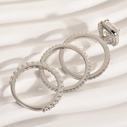 Elegant 925 Silver 18K White Gold Plated Simulated Diamond Bridal Set