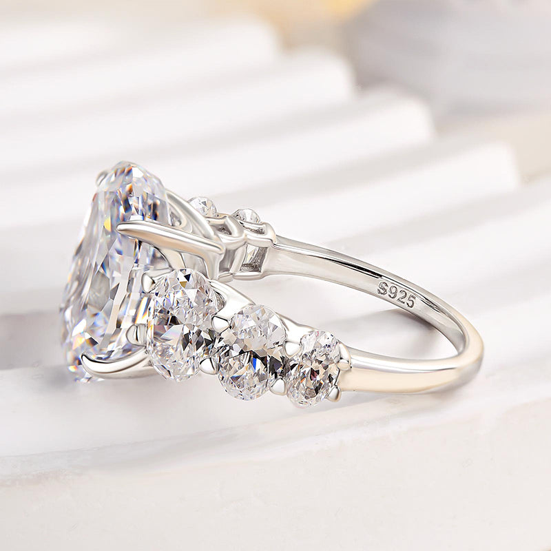 6.5 Carat Oval Cut Diamond Graduated Halo Ring