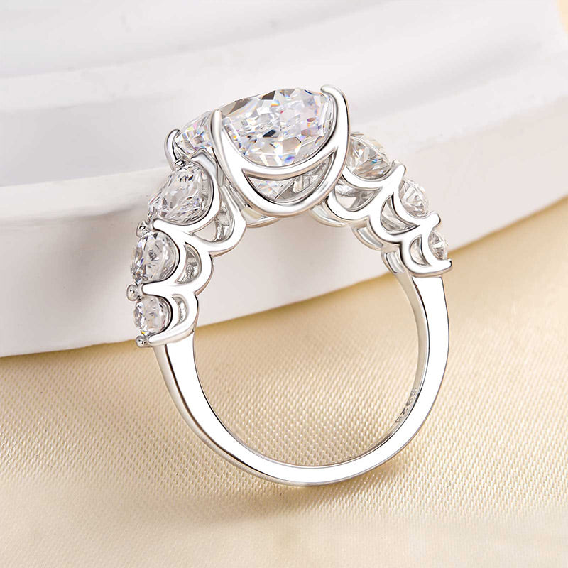 6.5 Carat Oval Cut Diamond Graduated Halo Ring