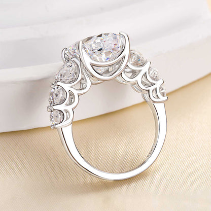 6.5 Carat Oval Cut Diamond Graduated Halo Ring