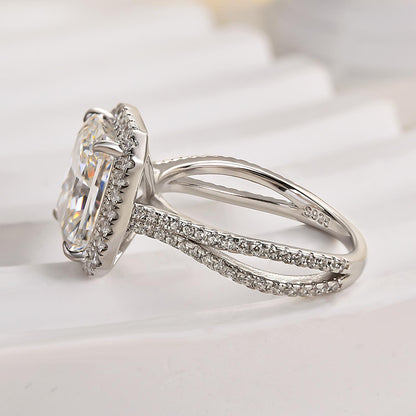 4Ct Radiant Cut G Color Simulated Diamond Ring 925 Silver White Gold