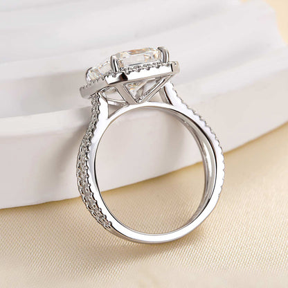 4Ct Radiant Cut G Color Simulated Diamond Ring 925 Silver White Gold