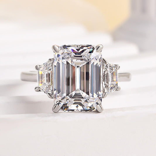 4.5CT Emerald Cut Two-Tone Ring with 1.0CT Side Stones