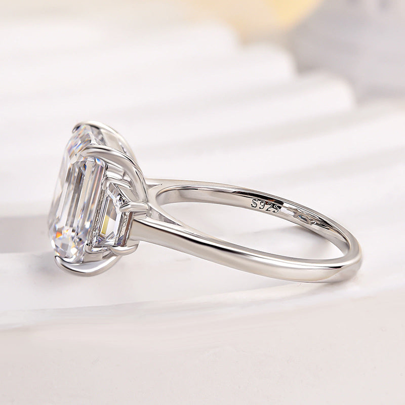 4.5CT Emerald Cut Two-Tone Ring with 1.0CT Side Stones