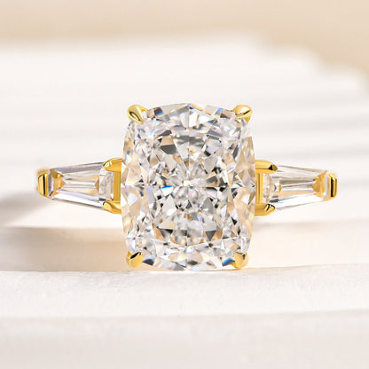 4.5 Carat Cushion Cut Three Stone Diamond Ring