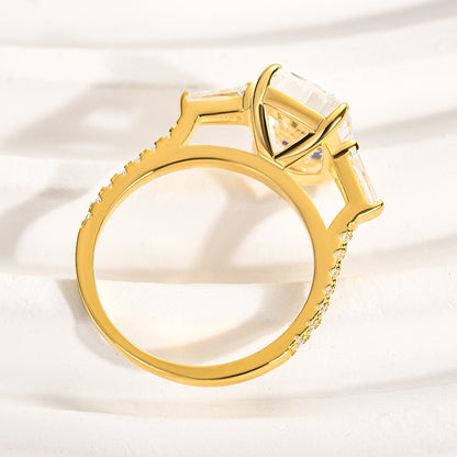 4.5 Carat Cushion Cut Three Stone Diamond Ring