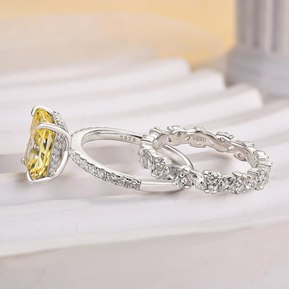 3.5CT Radiant Cut Yellow Sapphire with 2.0CT Mixed Cut Band