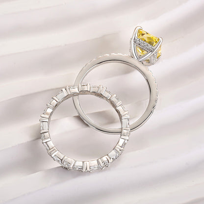 3.5CT Radiant Cut Yellow Sapphire with 2.0CT Mixed Cut Band