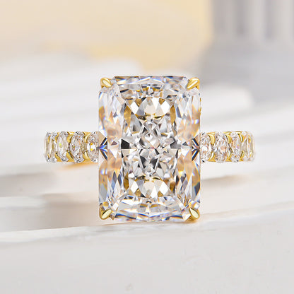 7 Carat Radiant Cut Engagement Ring Yellow Gold Plated