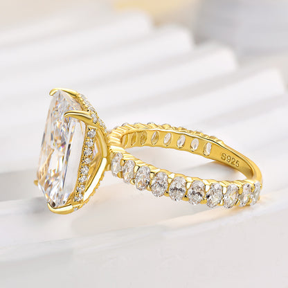 7 Carat Radiant Cut Engagement Ring Yellow Gold Plated