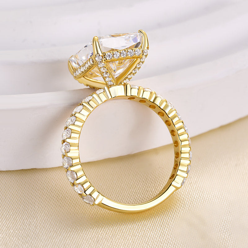 7 Carat Radiant Cut Engagement Ring Yellow Gold Plated