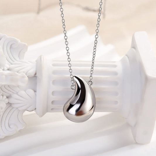 925 Silver Two-Tone 18mm Teardrop Pendant Necklace