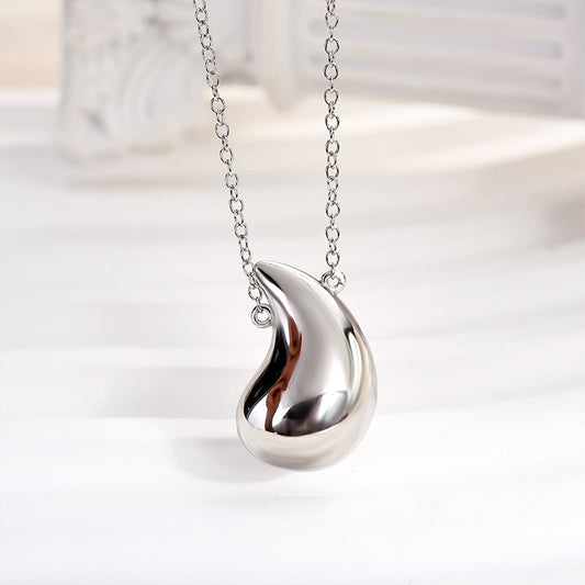 925 Silver Two-Tone 18mm Teardrop Pendant Necklace