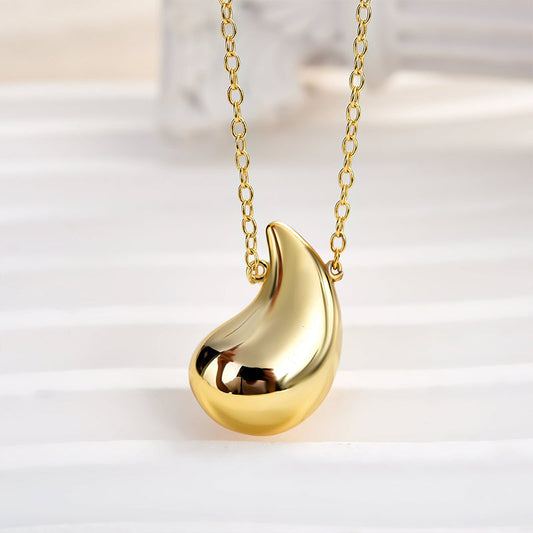 925 Silver Two-Tone 18mm Teardrop Pendant Necklace