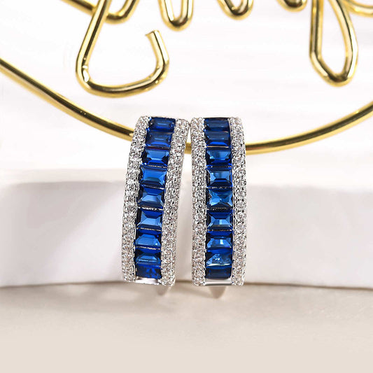 3Ct Blue Sapphire Emerald Cut Ring 925 Silver