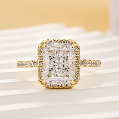 Radiant Cut Halo Engagement Ring Sterling Silver 3 Carat