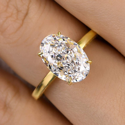 4.0 Carat Oval Cut Sona Diamond Ring in Yellow Gold