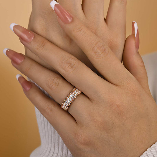 925 Silver Rose Gold Plated 1.5ct Sona Diamond Band