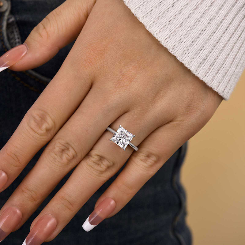 3Ct Princess Cut Engagement Ring 925 Silver White Gold