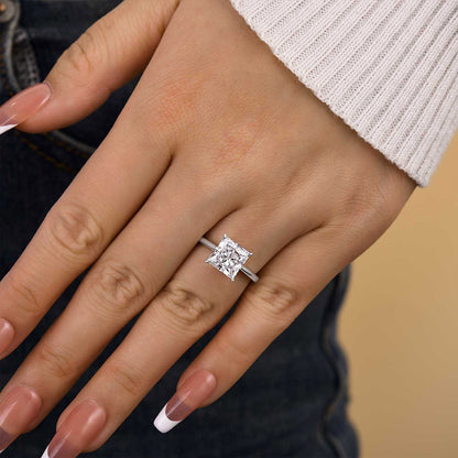 3Ct Princess Cut Engagement Ring 925 Silver White Gold