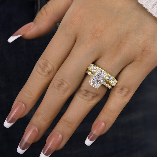 5.5CT Cushion Cut Diamond with 5.0CT Band Gold Ring