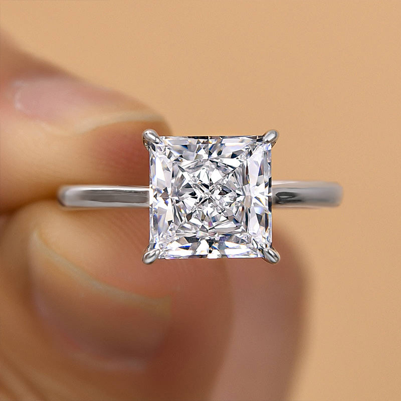3Ct Princess Cut Engagement Ring 925 Silver White Gold
