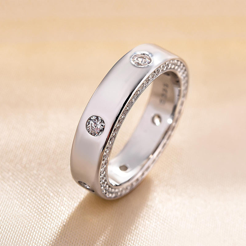 1.3Ct Sona Diamond Band Ring - Yellow/White Gold Plated 925 Silver