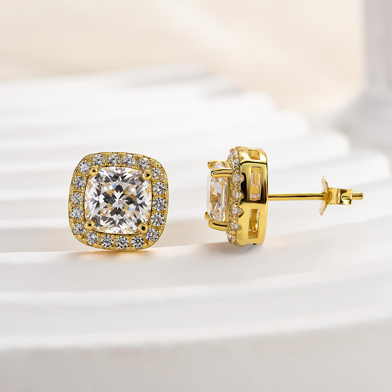 2Ct Cushion Cut Diamond Earrings 925 Silver Two-Tone