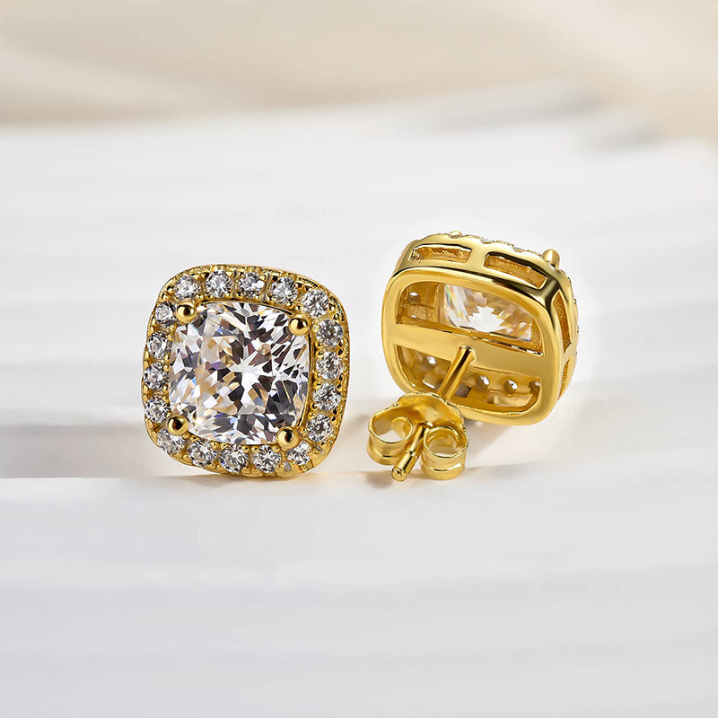 2Ct Cushion Cut Diamond Earrings 925 Silver Two-Tone
