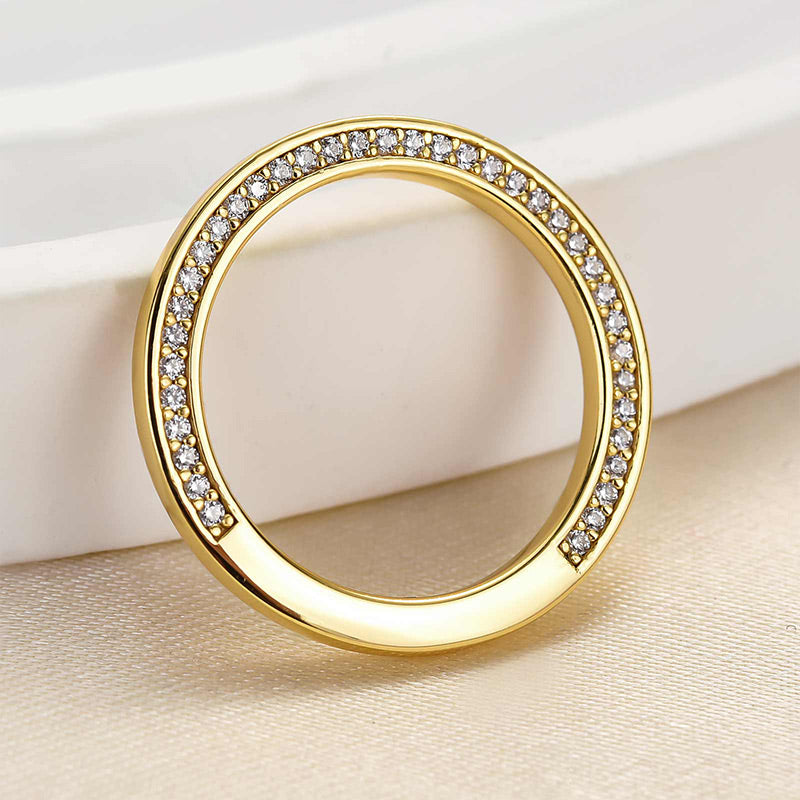 925 Sterling Silver 18K Gold Plated 0.4CT Simulated Diamond Ring