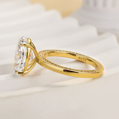 4.0 Carat Oval Cut Sona Diamond Ring in Yellow Gold