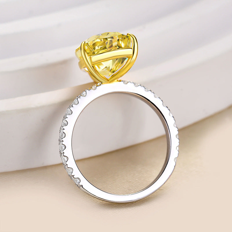5 Carat Pear Cut Yellow Sapphire Two-Tone Ring