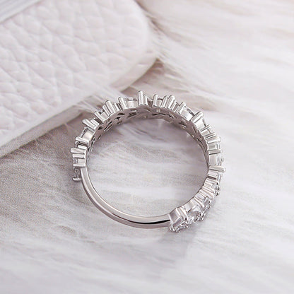 4Ct Mixed Cut Simulated Diamond Band 925 Silver White Gold
