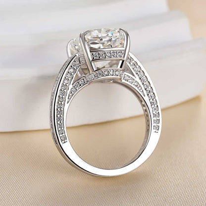 7Ct Cushion Cut Sona Diamond Crushed Ice Engagement Ring