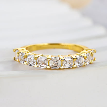 2Ct Asscher Cut Half Eternity Band 925 Silver Three Gold Options
