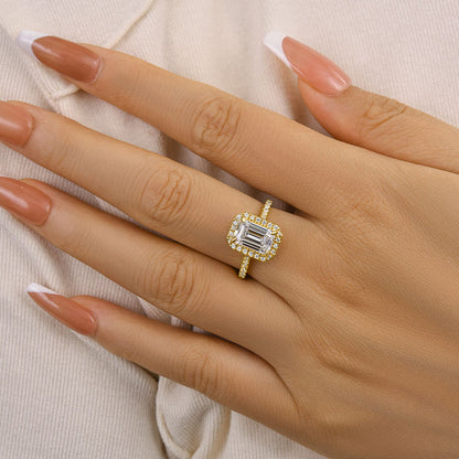 2 Carat Emerald Cut White Sapphire Solitaire Ring