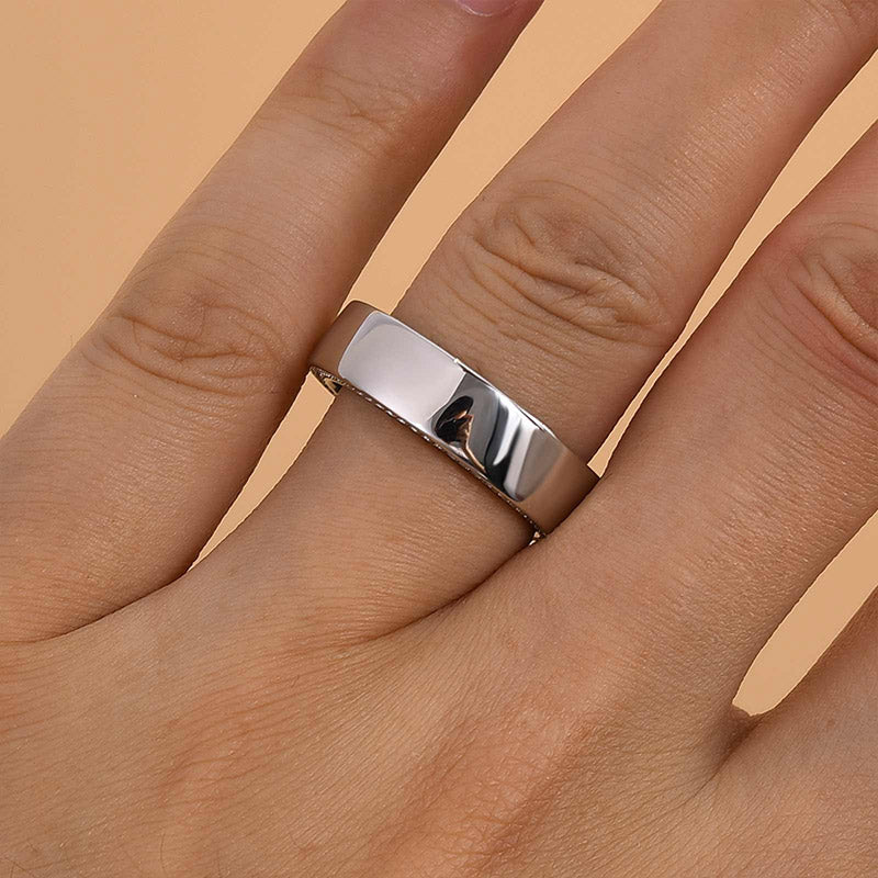 925 Silver Two-Tone 6mm Wide Diamond Wedding Band